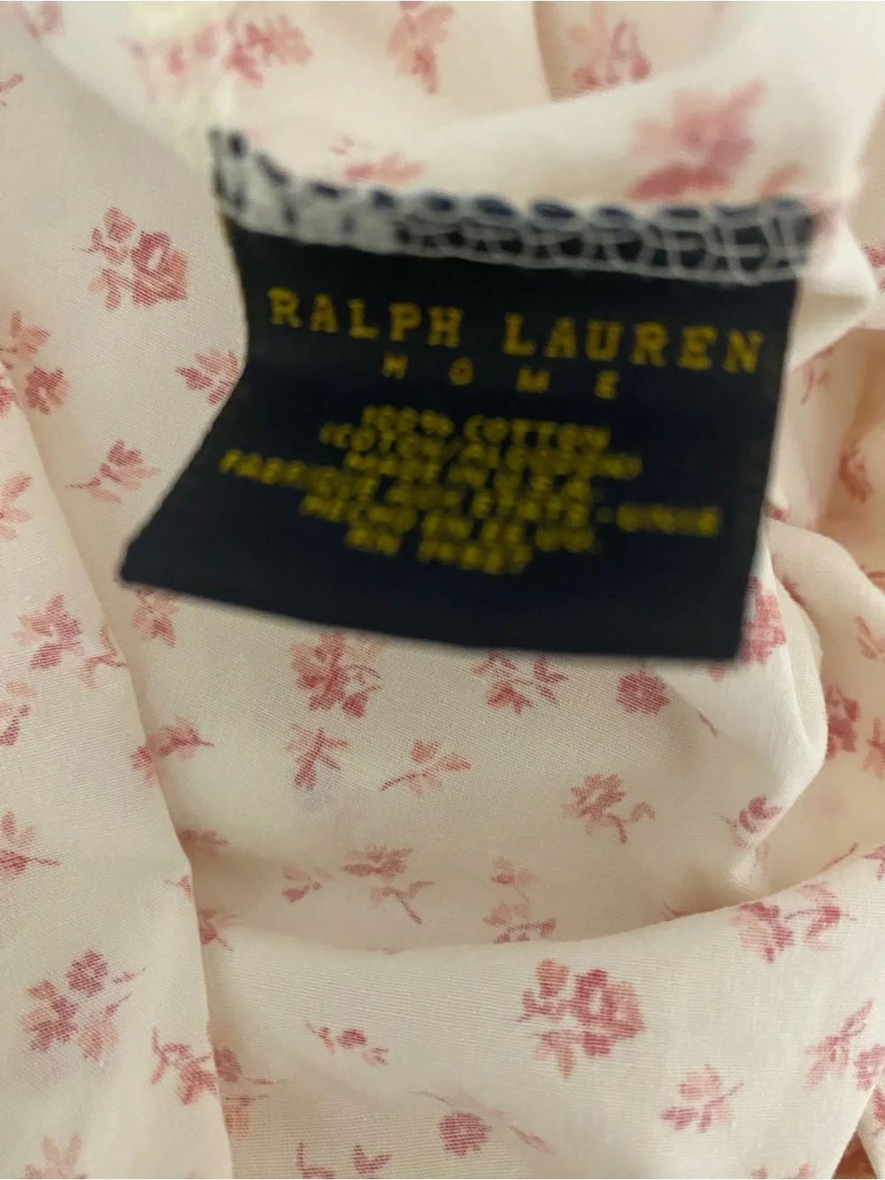 2 VTG Ralph Lauren Calico Red Floral Cotton USA Made Ruffle Trim Pillow Cases